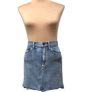 Wilfred Free High Waisted Cutoff Raw Hem Blue Denim Jean Skirt Size Small
